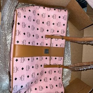 Pink and Tan Mcm tote